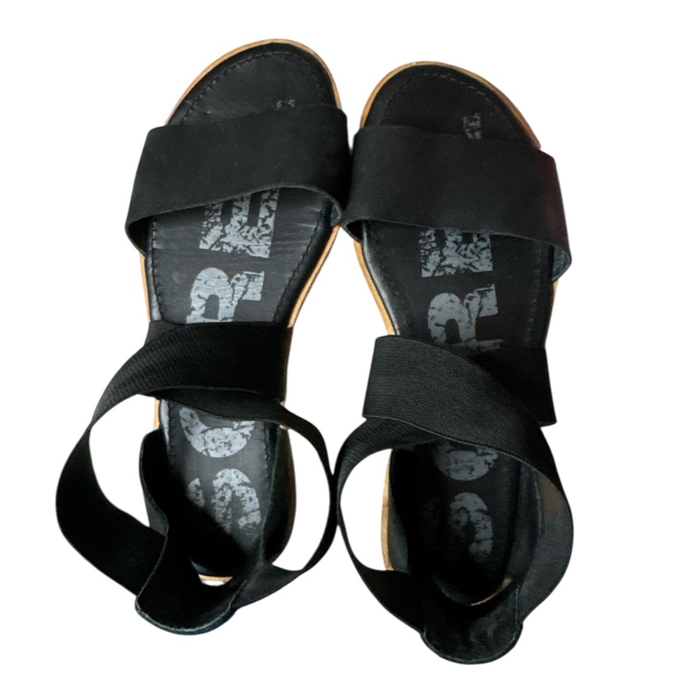 Sorel Black Leather Women's Sandals - Picture 6 of 6